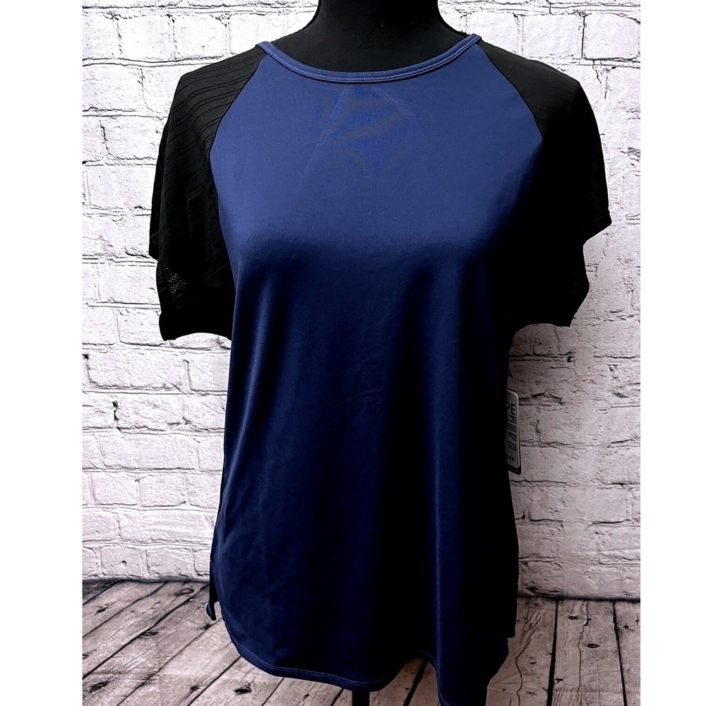 SHAPE Active Playa Capped Sleeve Tshirt Women's Size Small Blue/Black NWT